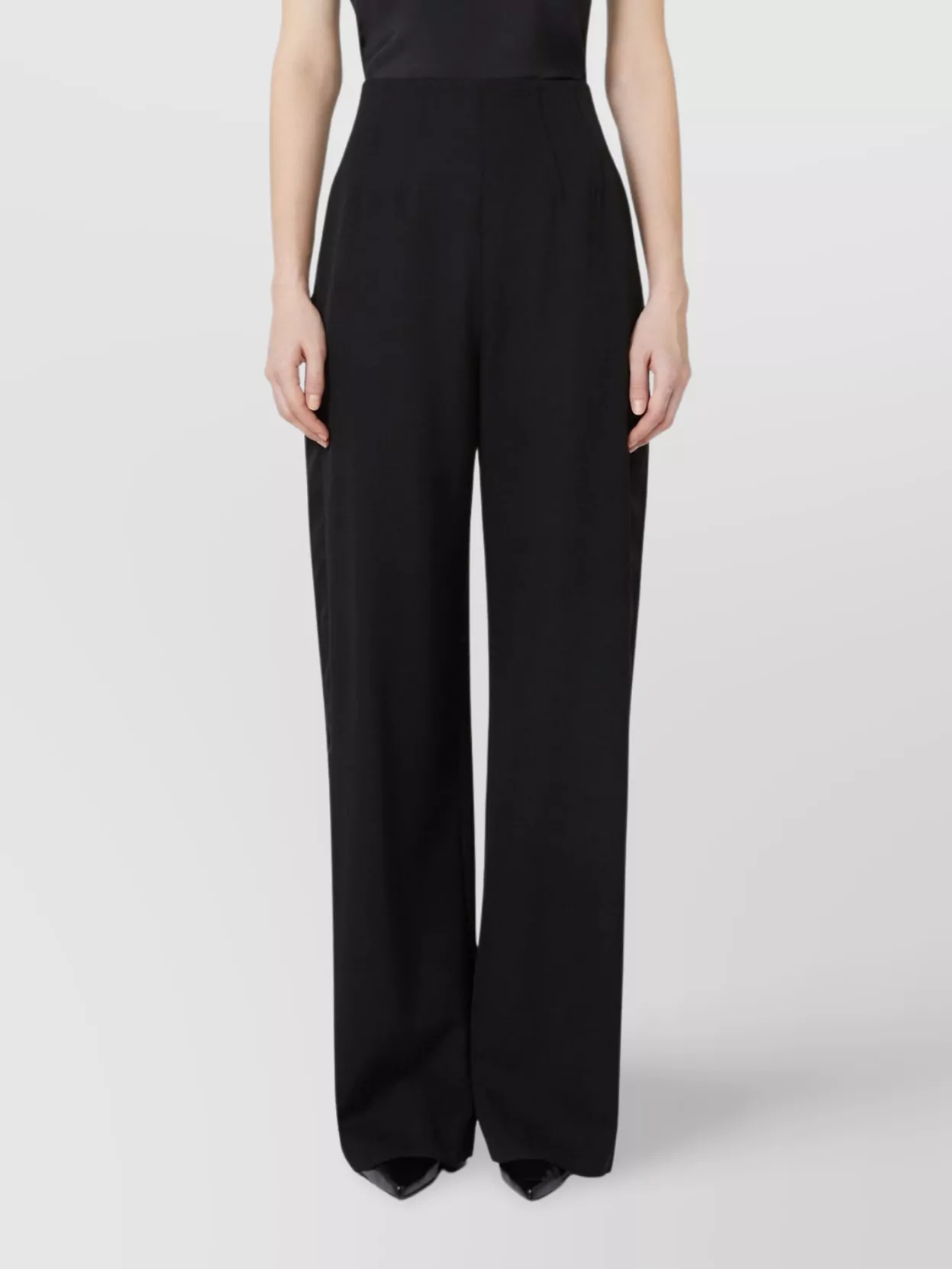 Max Mara High Waist Wide-leg Wool Trousers In Black