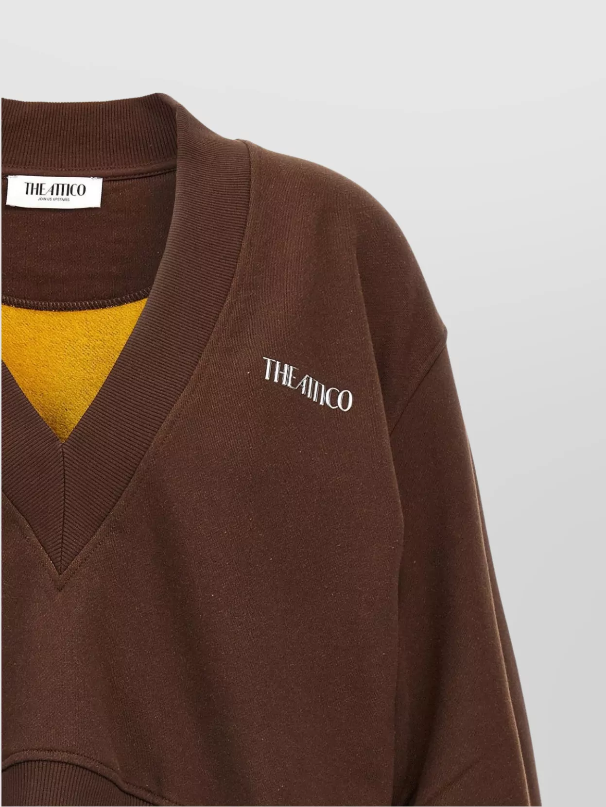 The Attico 3D Logo V-Neck Sweatshirt With Ribbed Cuffs And Hem