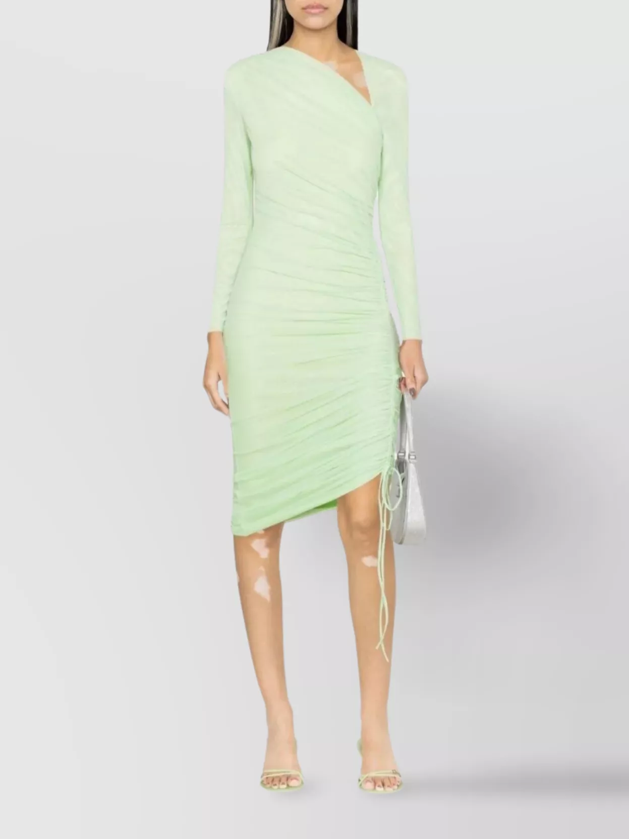 Self-Portrait Gathered Sleeve Midi Dress