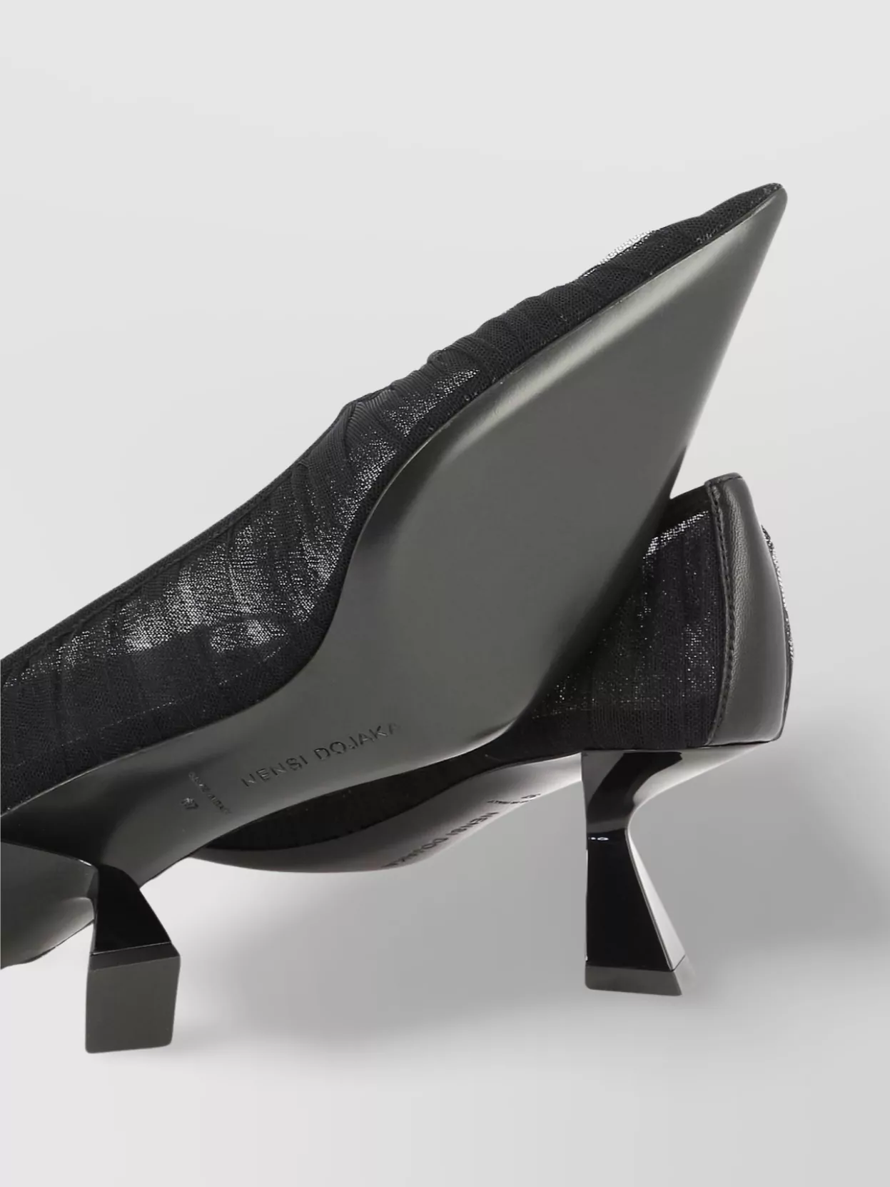 Nensi Dojaka Pointed Toe Mesh Overlay Sculptural Heel Pumps
