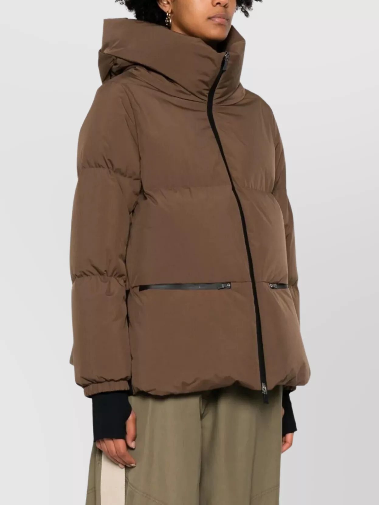 Herno 2layers Hooded Short Down Jacket Clothing In Brown