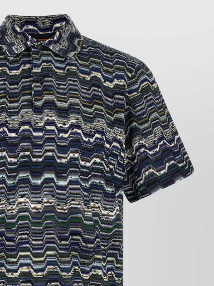 Missoni Chevron Knit Polo Shirt Short Sleeves