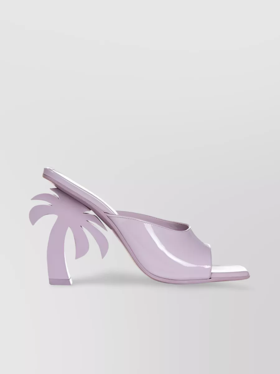 Shop Palm Angels Palm Beach Sculpted Heel Leather Mules In Purple