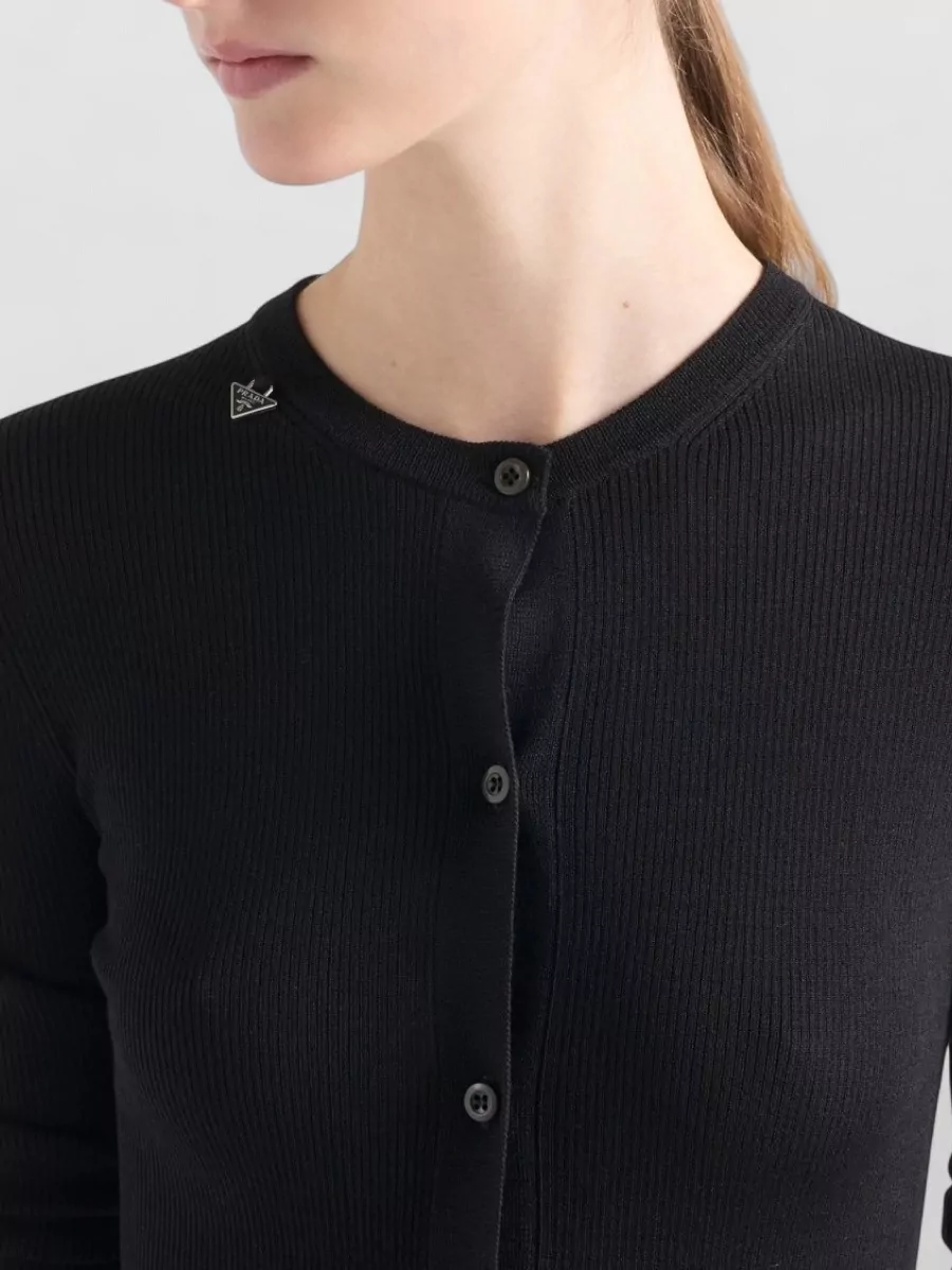 Prada Wool Crew Neck Knit Long Sleeve Sweater