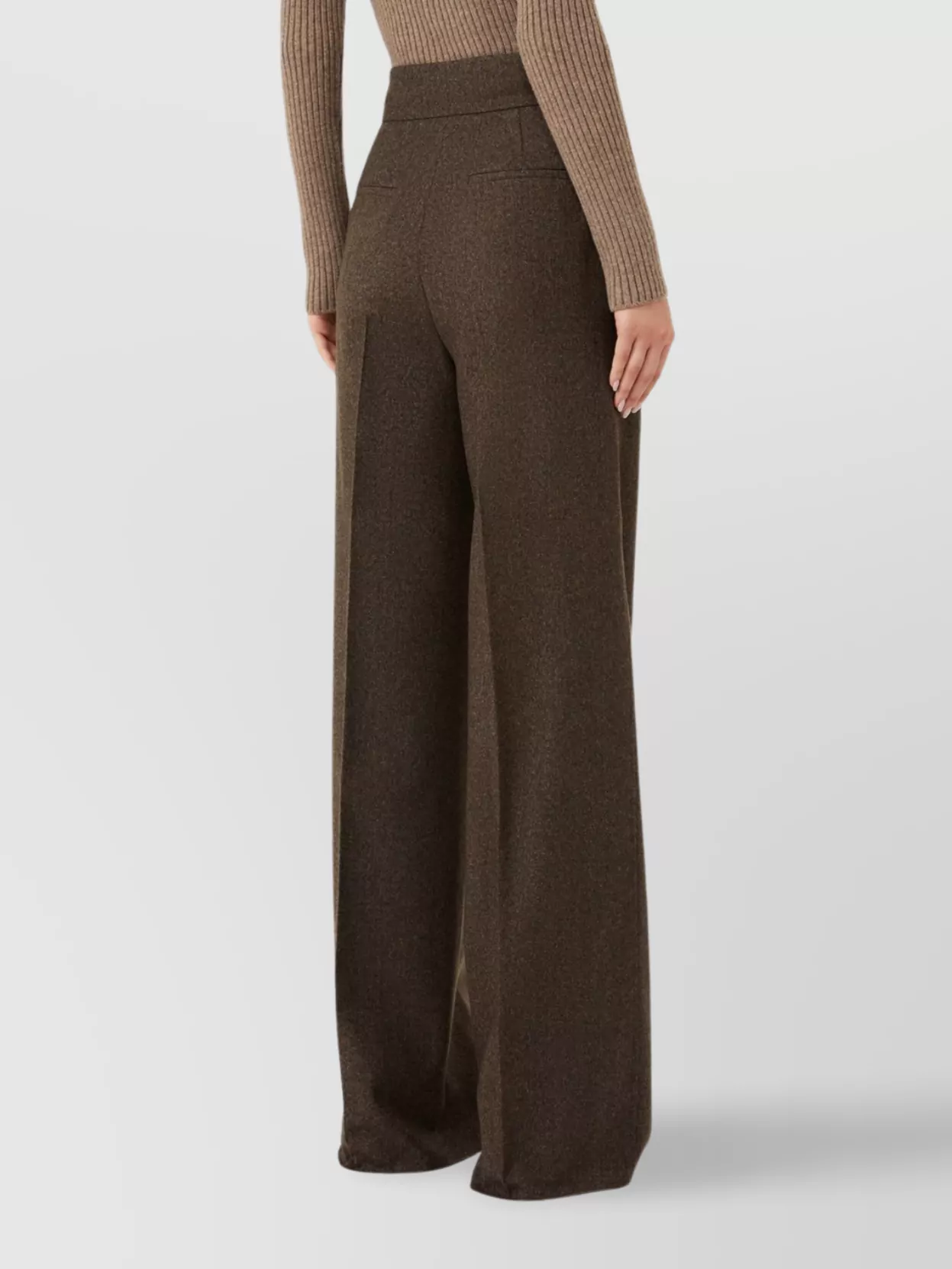 Max Mara High Waist Wide Leg Trousers With Pockets In Brown