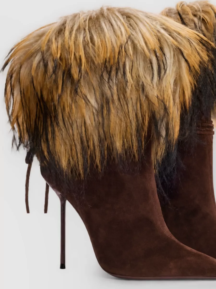 Paris Texas leather fur ankle boots 105