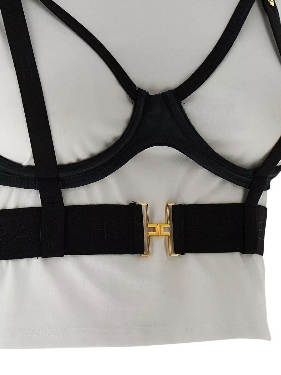 Elisabetta Franchi Cropped T Shirt And Bra Set Harness