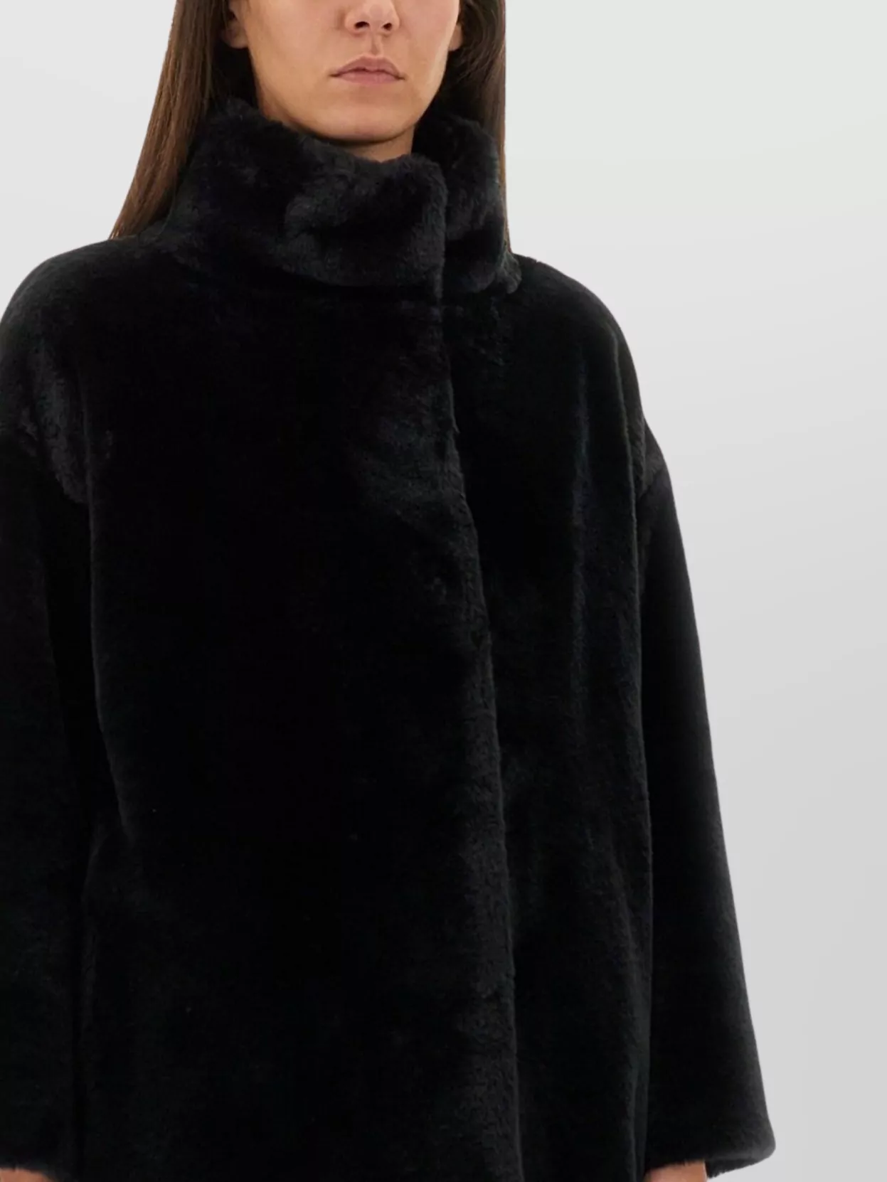 Herno Luxurious Faux Fur Knee Length Coat
