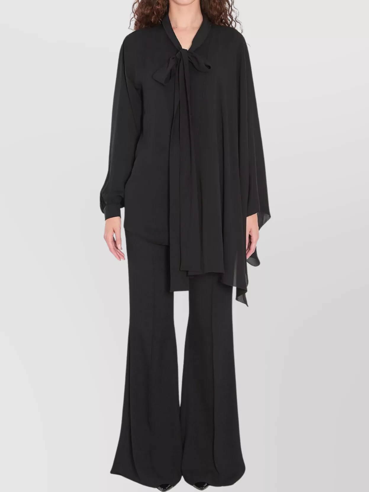 Balenciaga Black Blouse With Pussybow Collar And Asymmetric Design In Silk Woman In Black