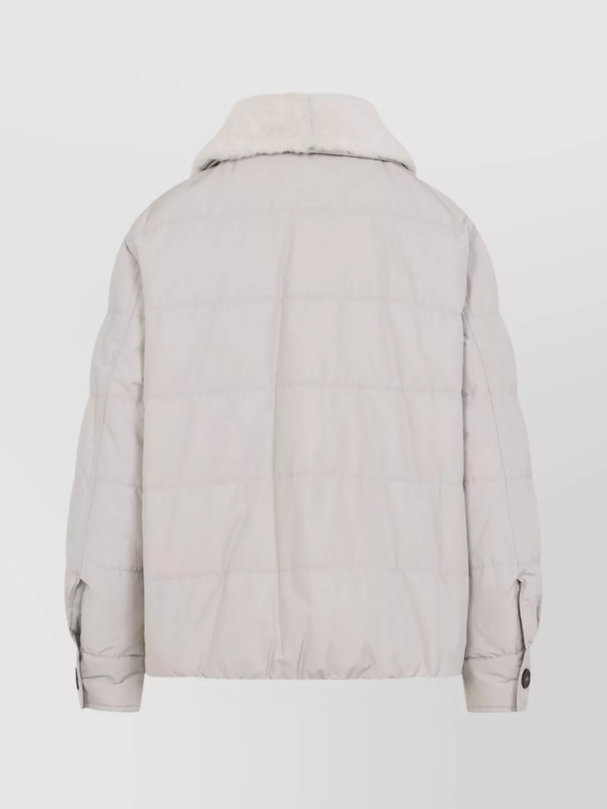 Brunello Cucinelli Shearling-collar Down Jacket In Gray