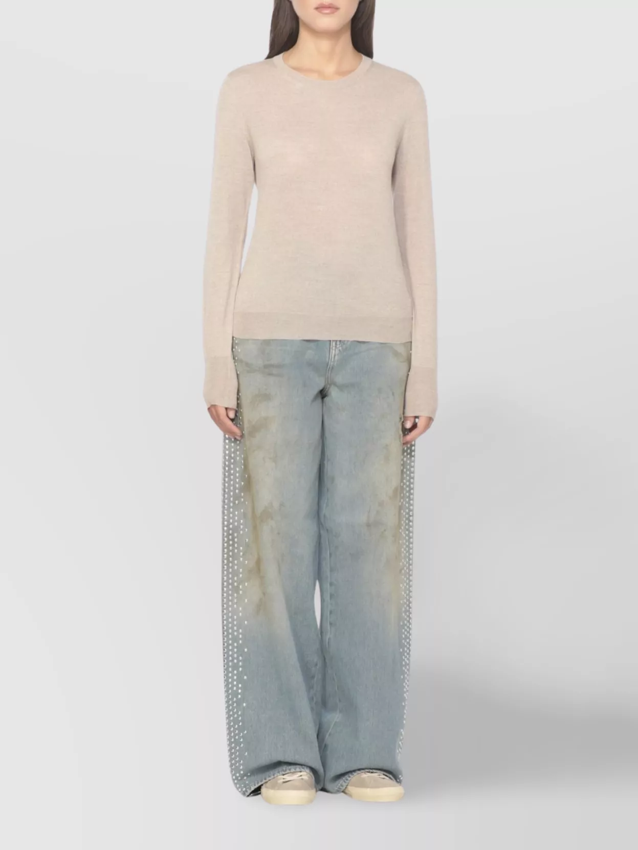 Golden Goose Lightweight Wool Crewneck Sweater With Ribbed Trims