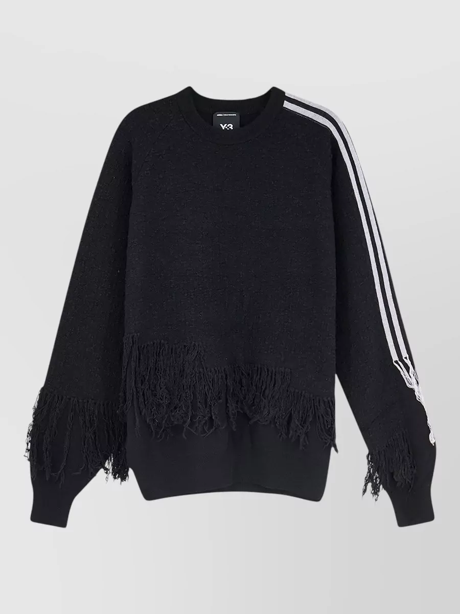 Y-3 wool fringed loose-fit sweatshirt