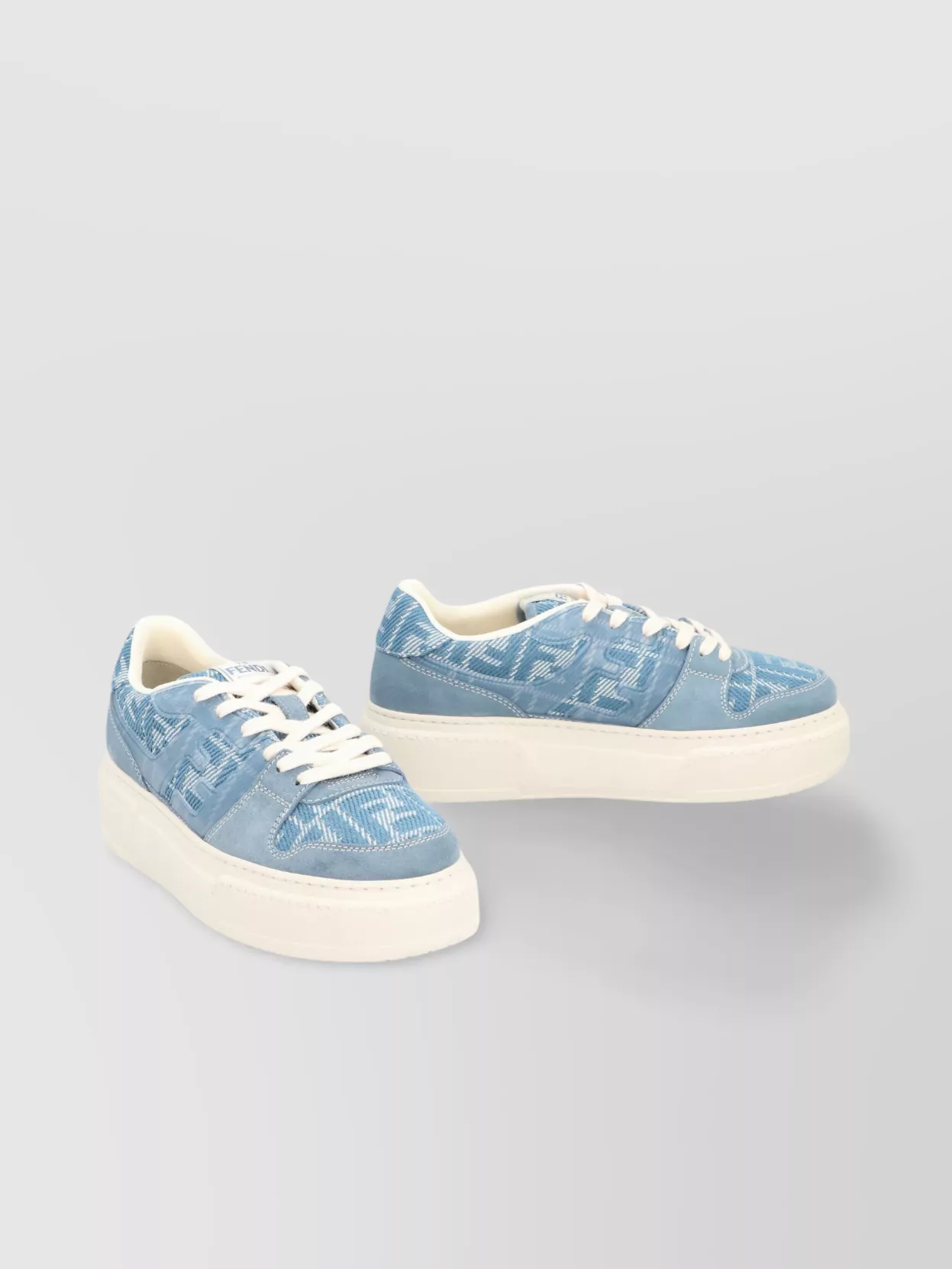 FENDI LOW-TOP SNEAKERS WITH CONTRAST STITCHING AND PLATFORM SOLE