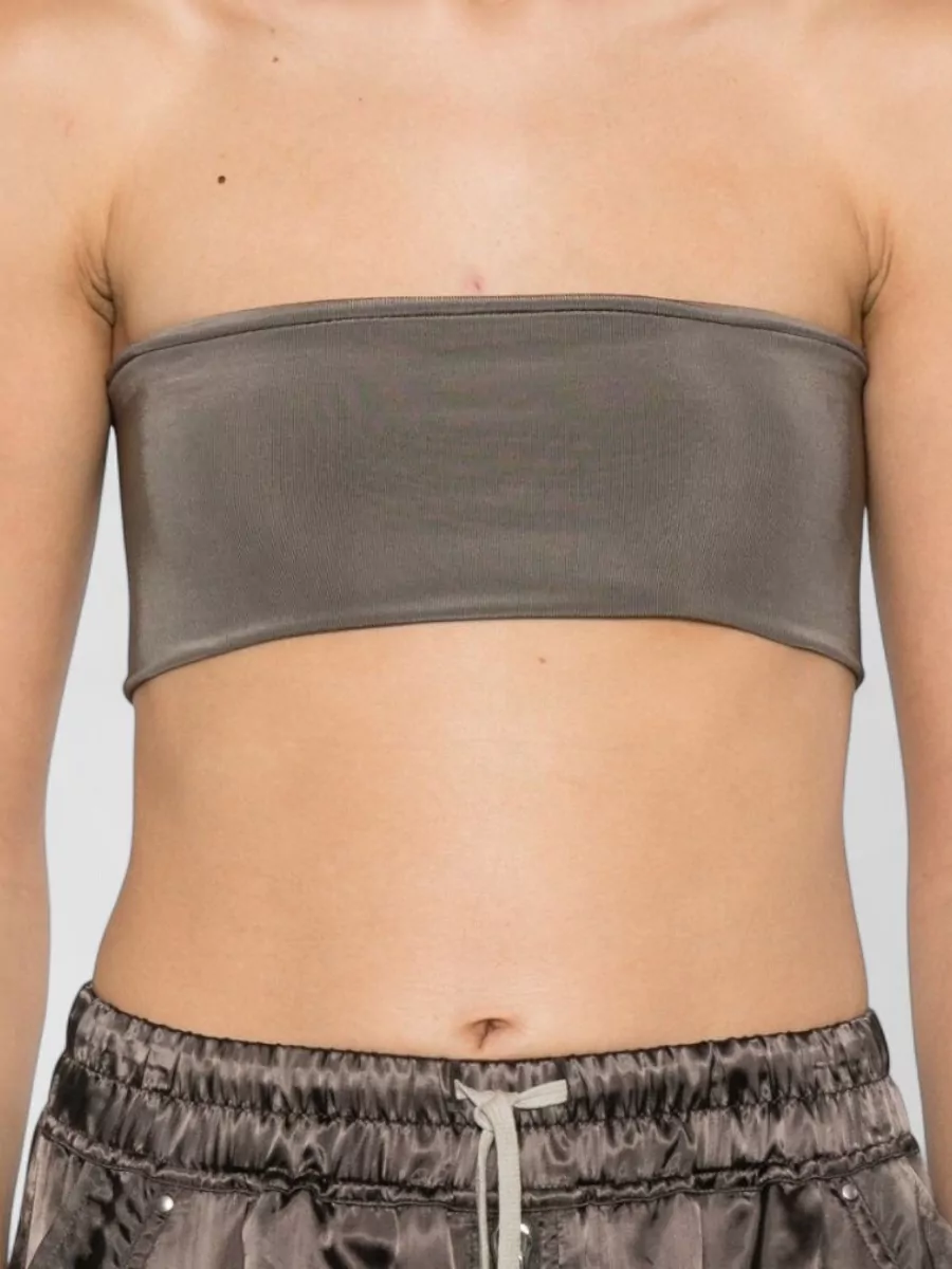 Rick Owens Bandeau Strapless Metallic Effect Cropped Top
