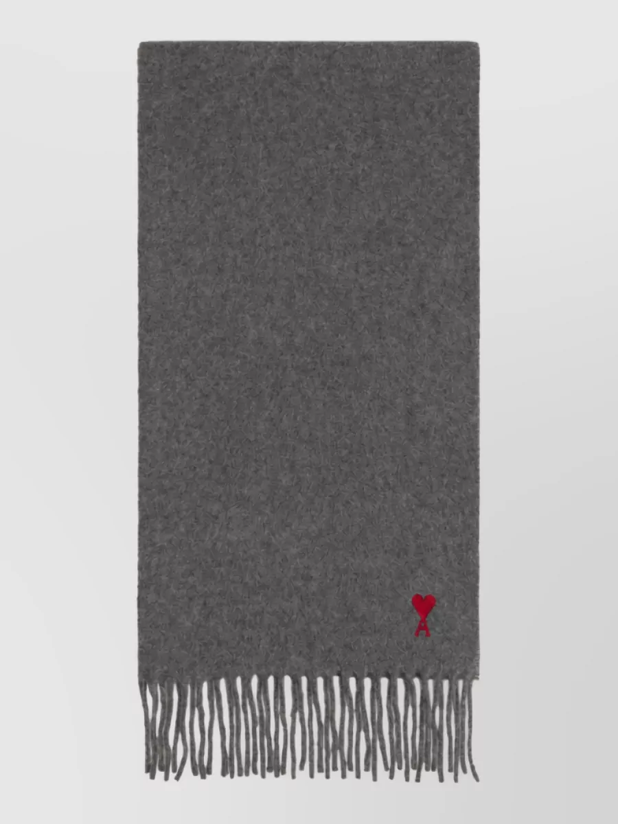 Ami Paris wool fringed scarf