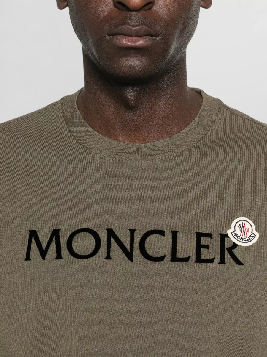 Moncler Long Sleeve Cotton Logo Crewneck T Shirt