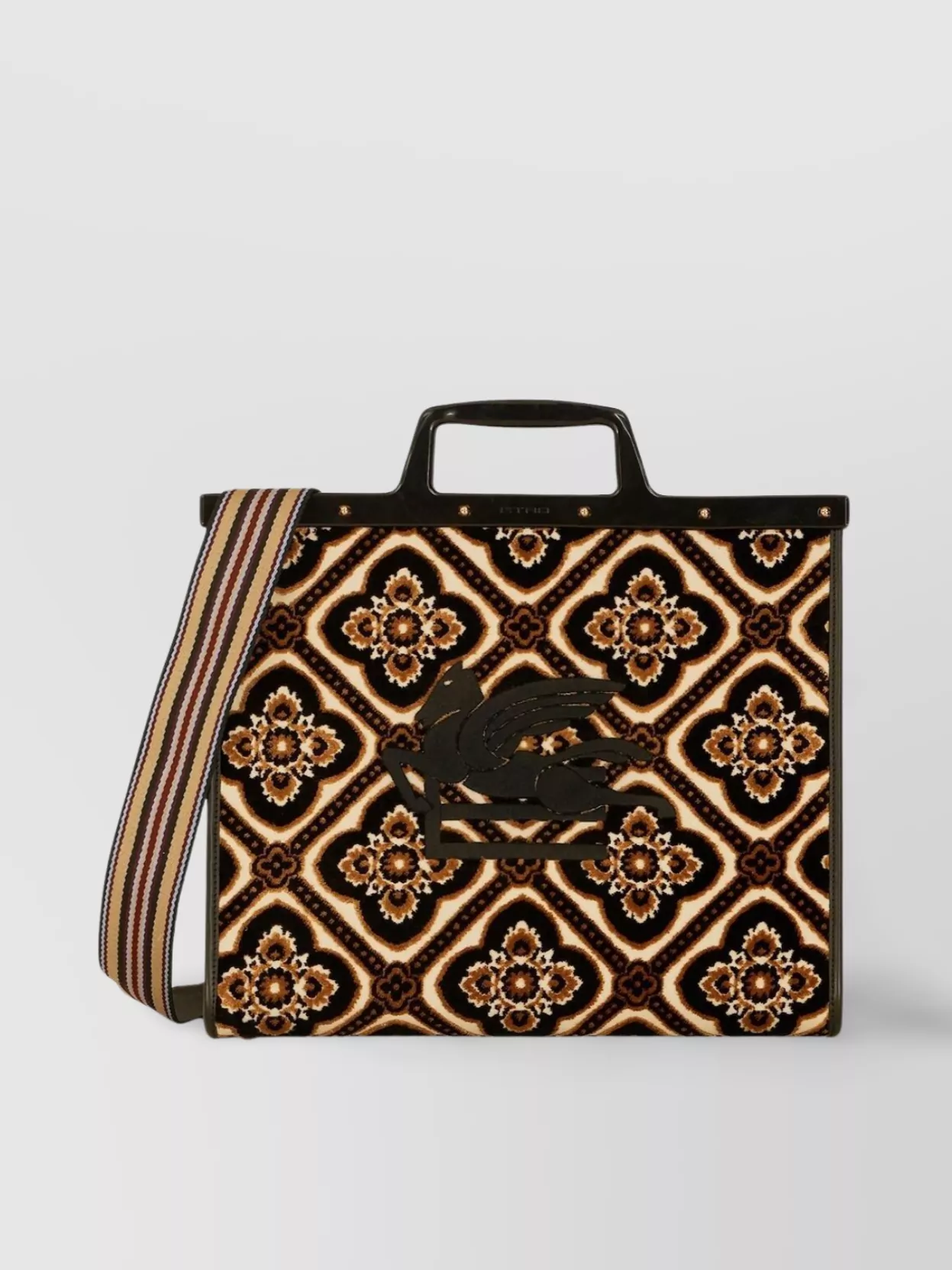Shop Etro Structured Graphic Print Tote In Black