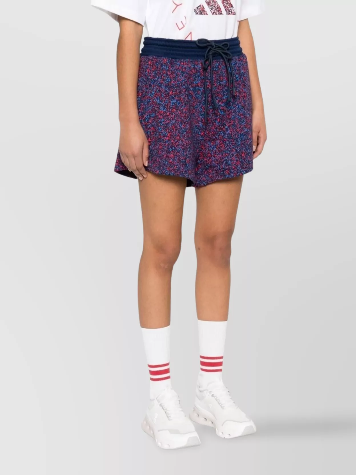 Adidas By Stella Mccartney Cotton Logo Drawstring Waistband Shorts