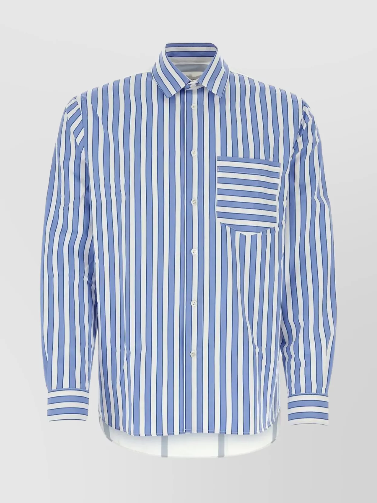 Shop Jw Anderson Angle Cuffs Cotton Striped Shirt In Blue