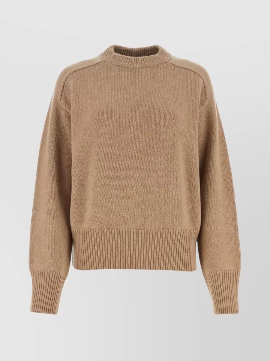 Shop Canada Goose High Neck Ribbed Sweater In Wool In Brown