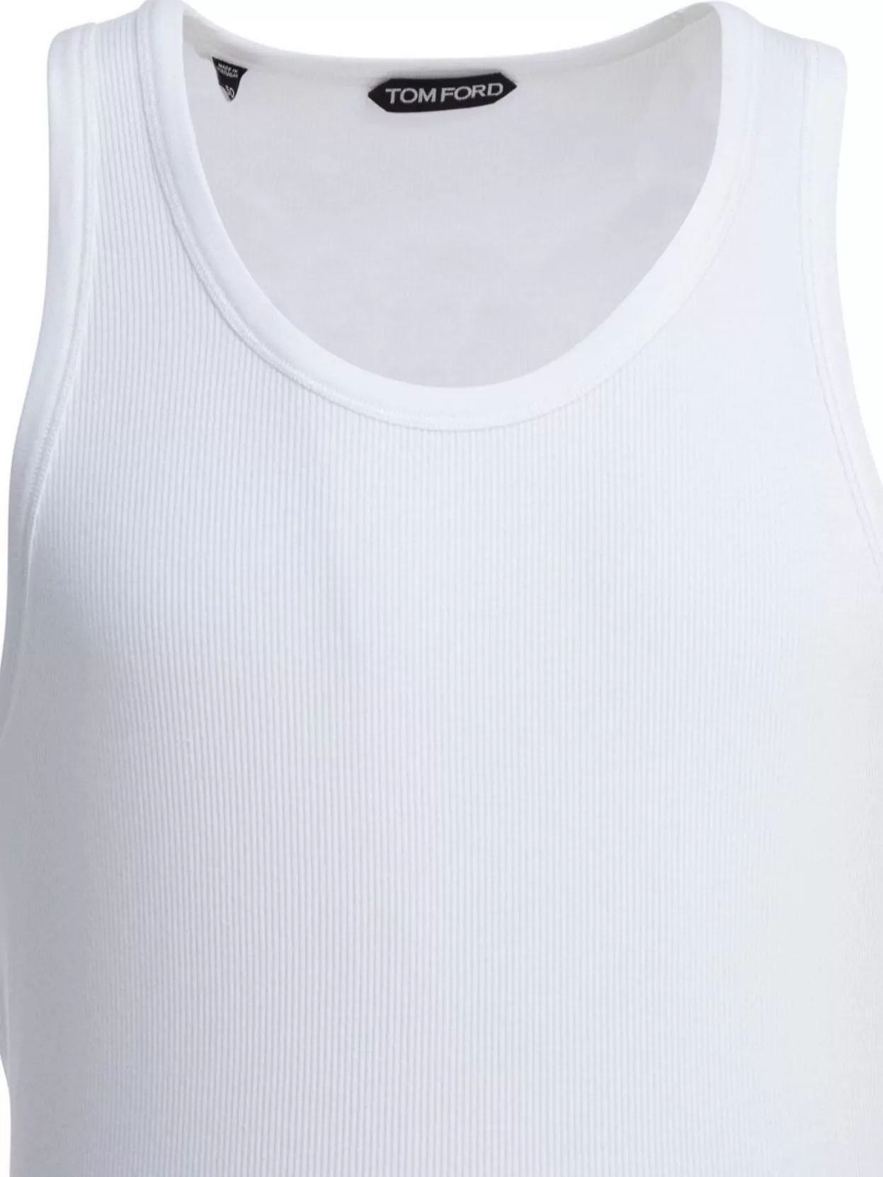Tom Ford Ribbed Sleeveless Round Neck T-shirt In White