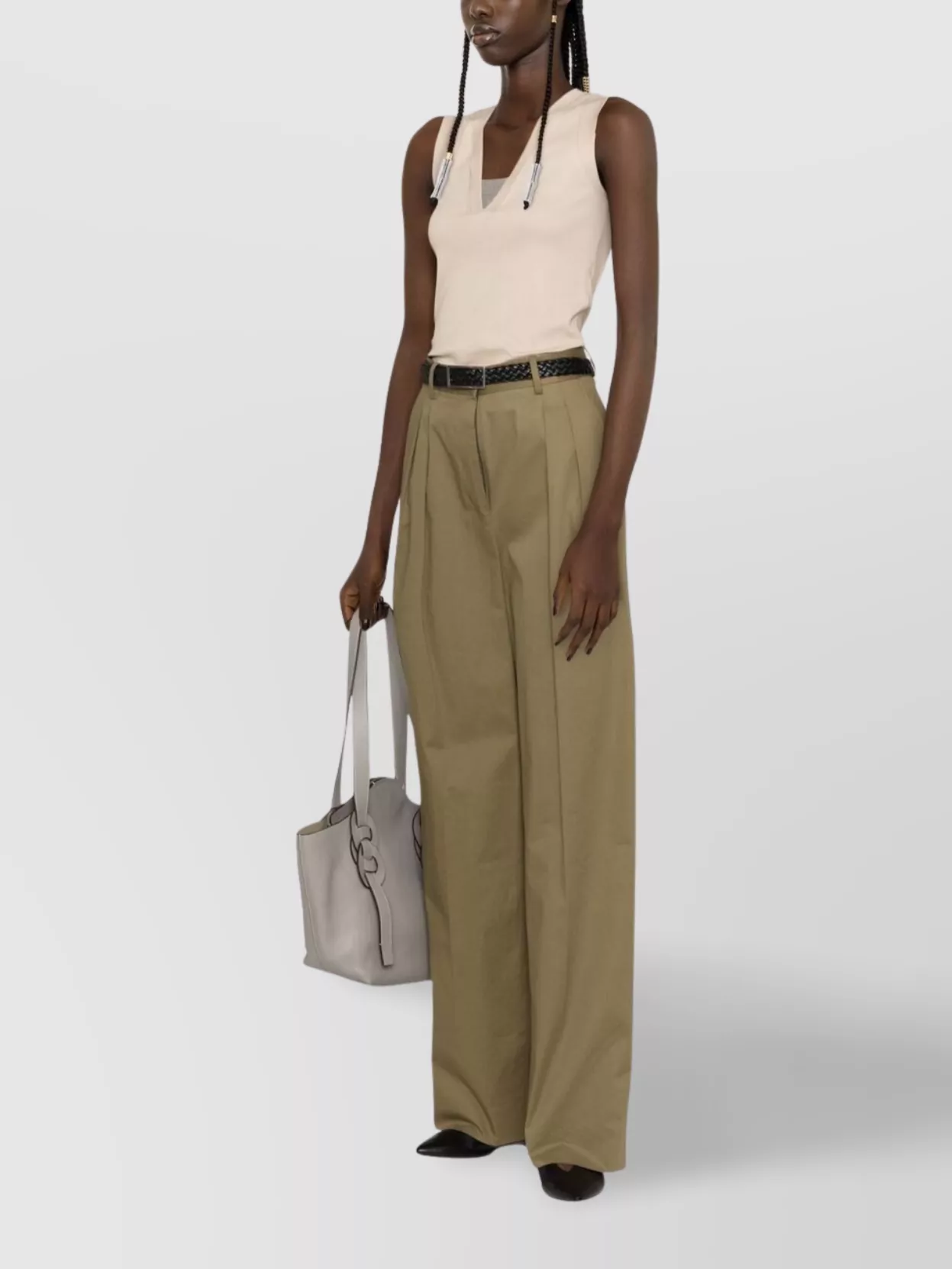 Brunello Cucinelli Stretch Cotton Sleeveless V-neck Tank Top In Neutral