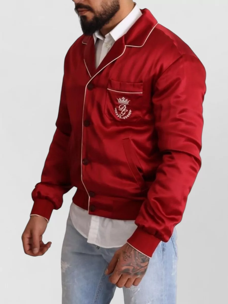 Dolce&Gabbana Silk Button Bomber Jacket