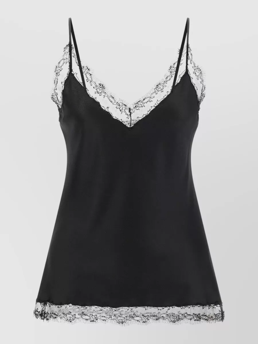 Ermanno Scervino silk lace-trim v-neck lingerie top