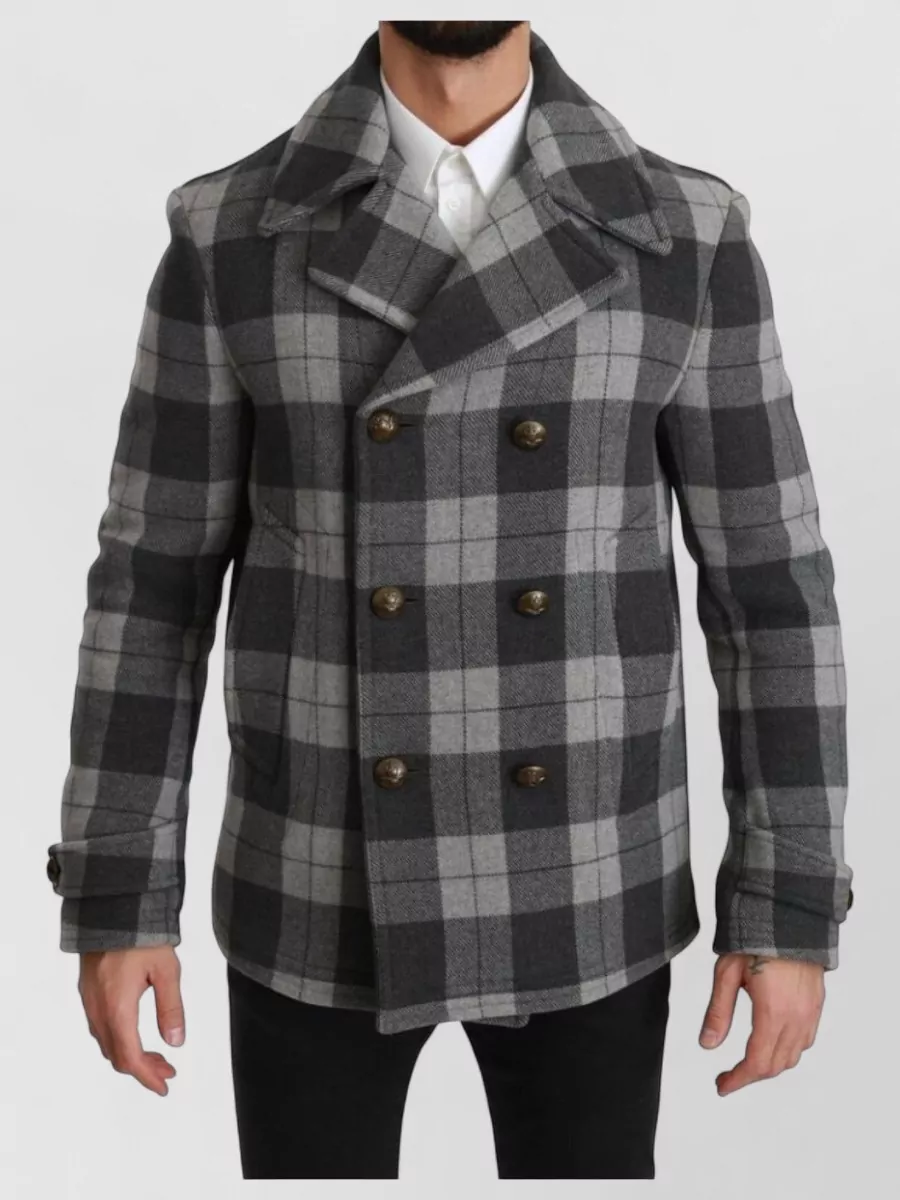 Dolce&Gabbana Checked wool double-breasted peacoat