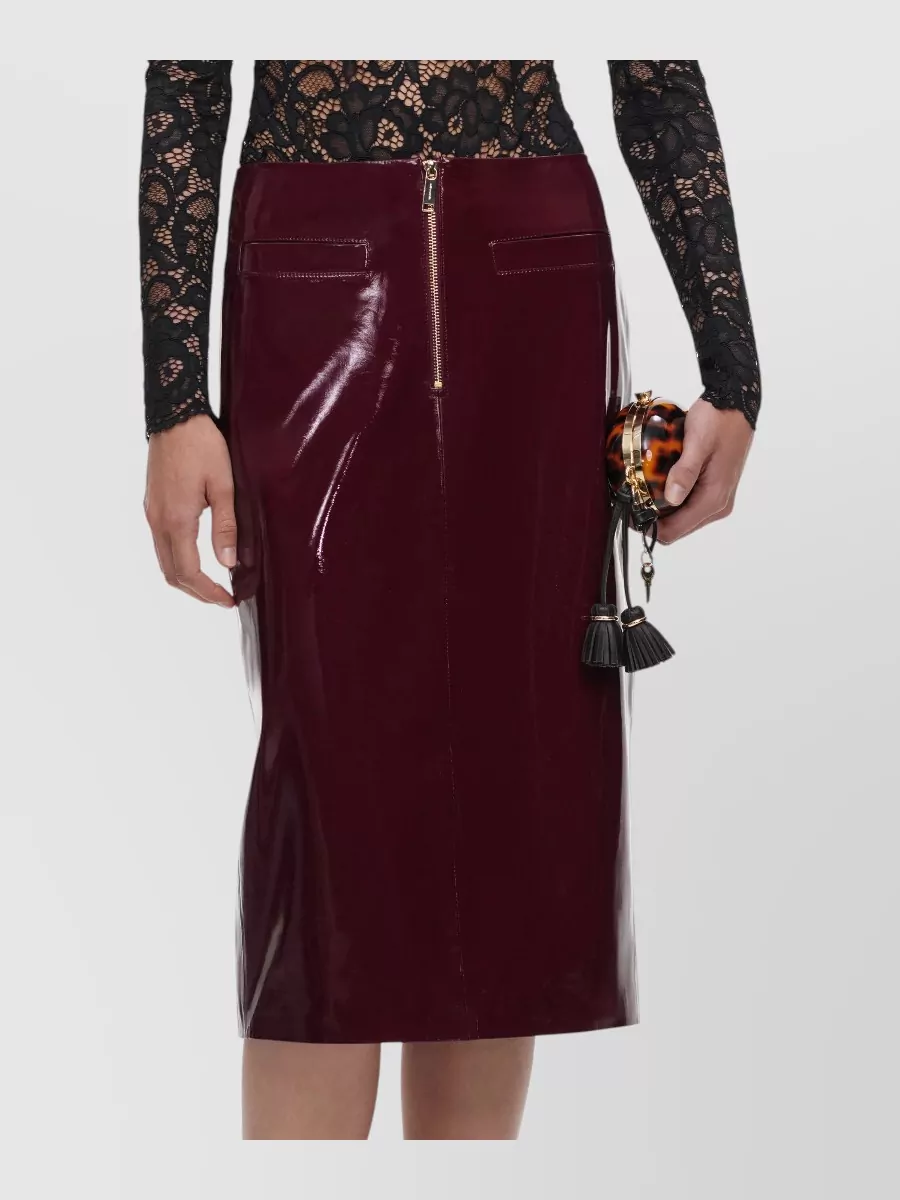 Self-Portrait faux leather high-rise midi pencil skirt