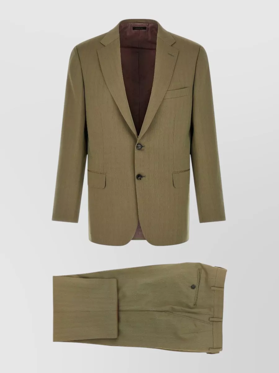 Brioni wool herringbone single breasted suit