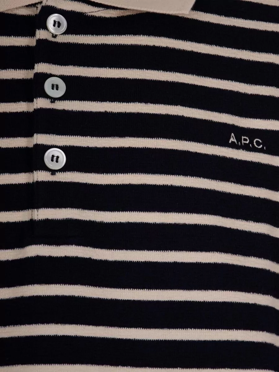 A.p.c. Polo Shirt Short Sleeves Striped Embroidery