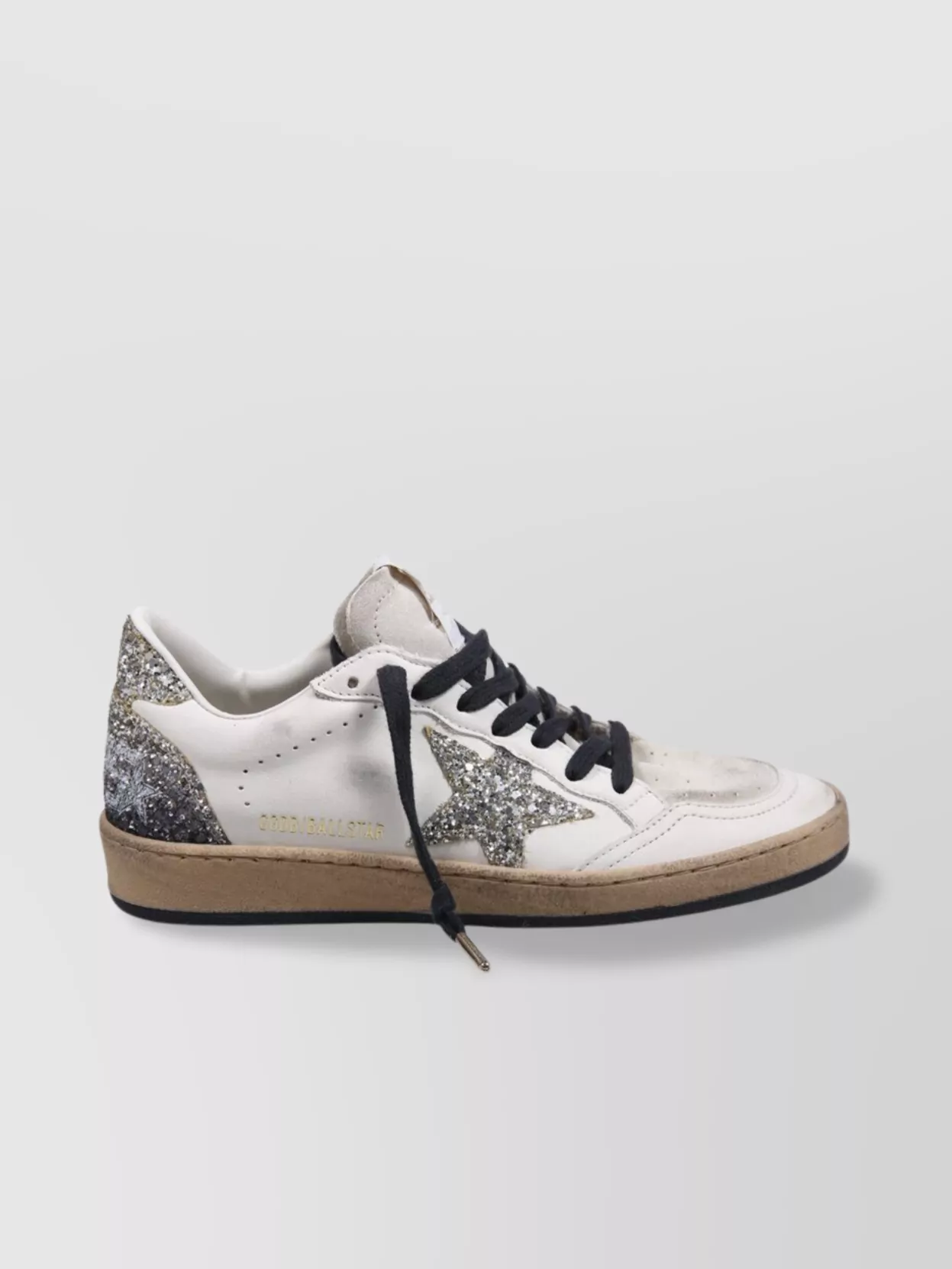 Golden Goose Leather Upper Suede Tongue Glitter Star Spur