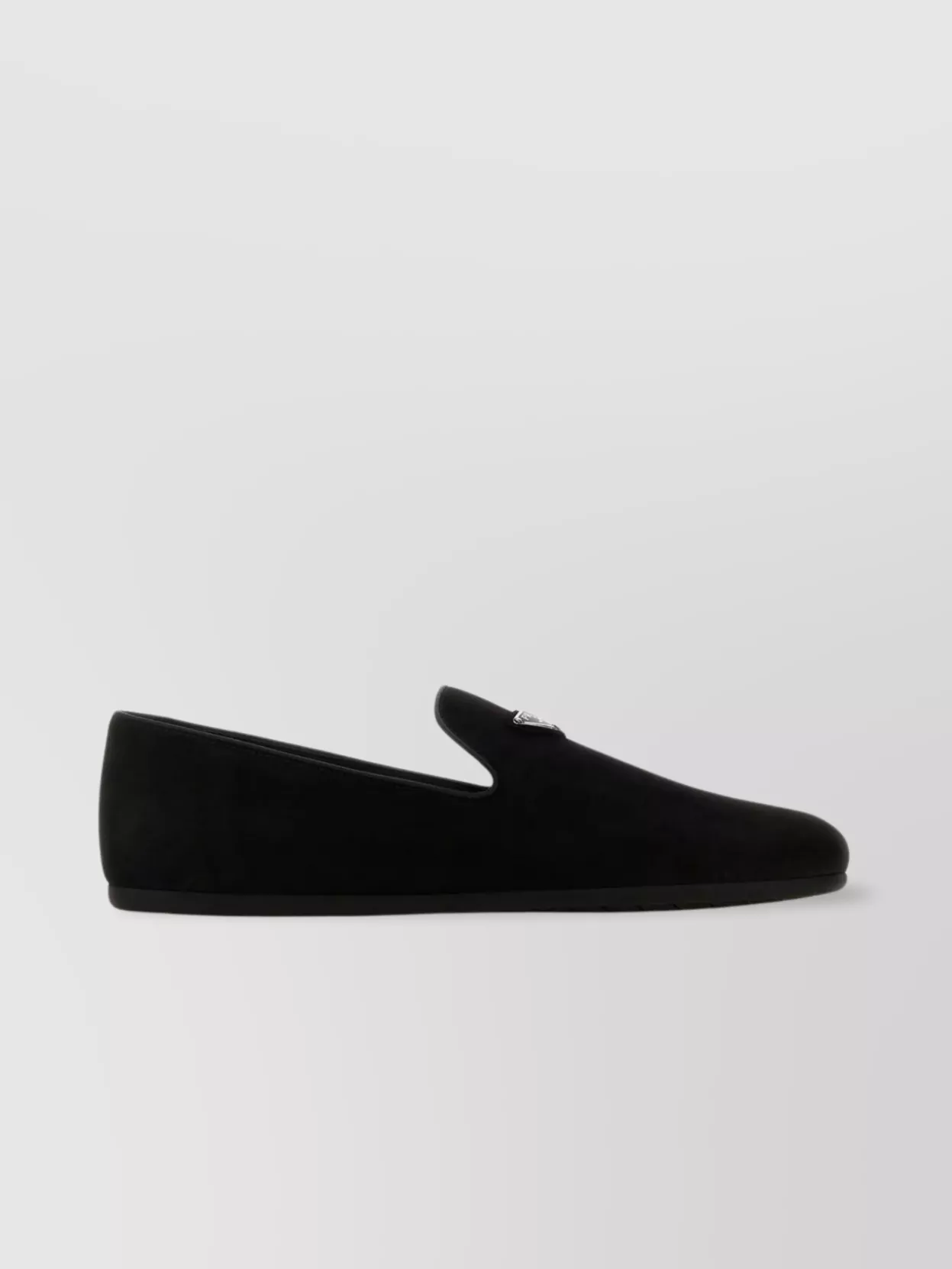 Shop Prada Classic Round Toe Suede Loafers In Black