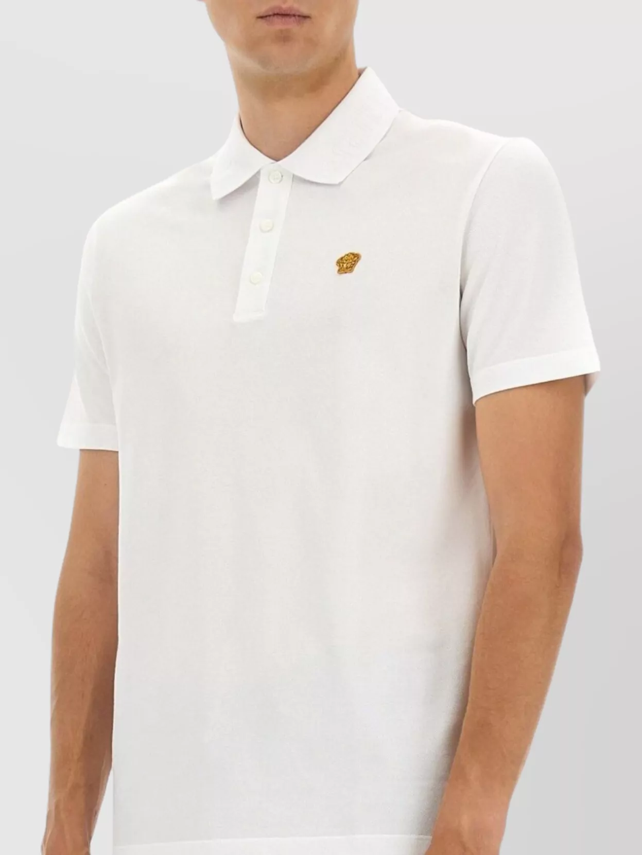 Versace Embroidered Piqué Polo Shirt