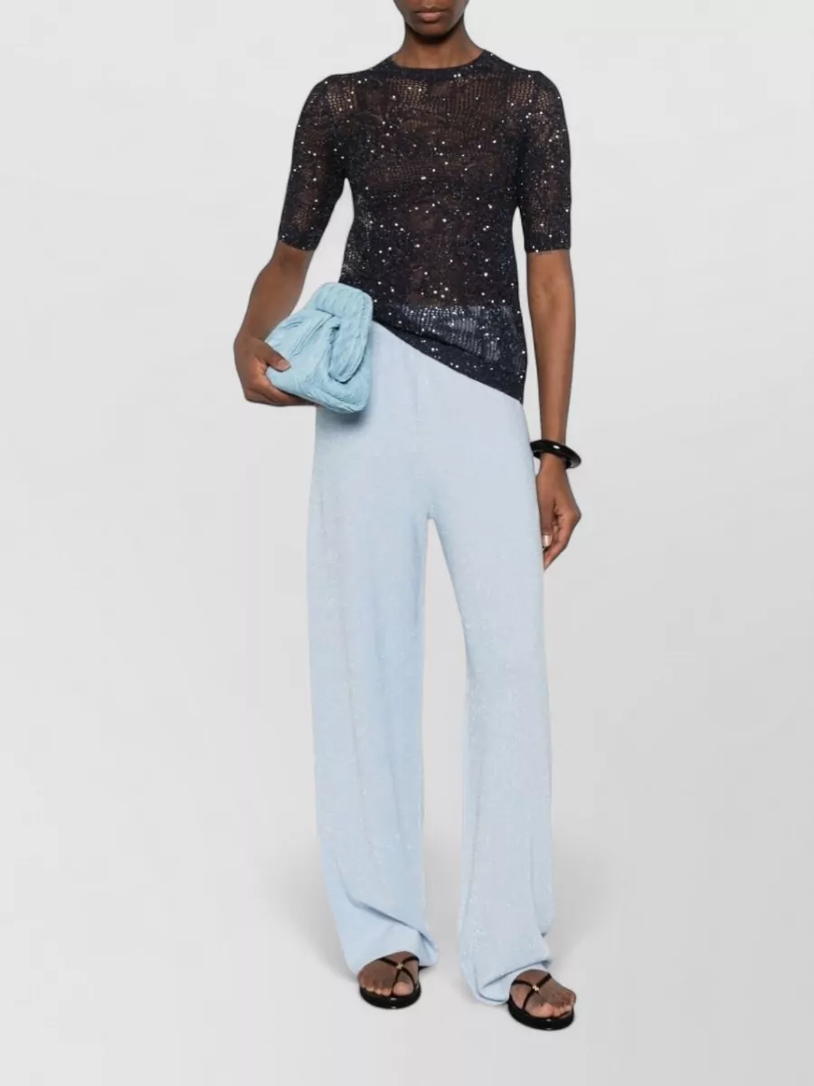 Fabiana Filippi Embellished Open-Knit Short-Sleeve T-Shirt