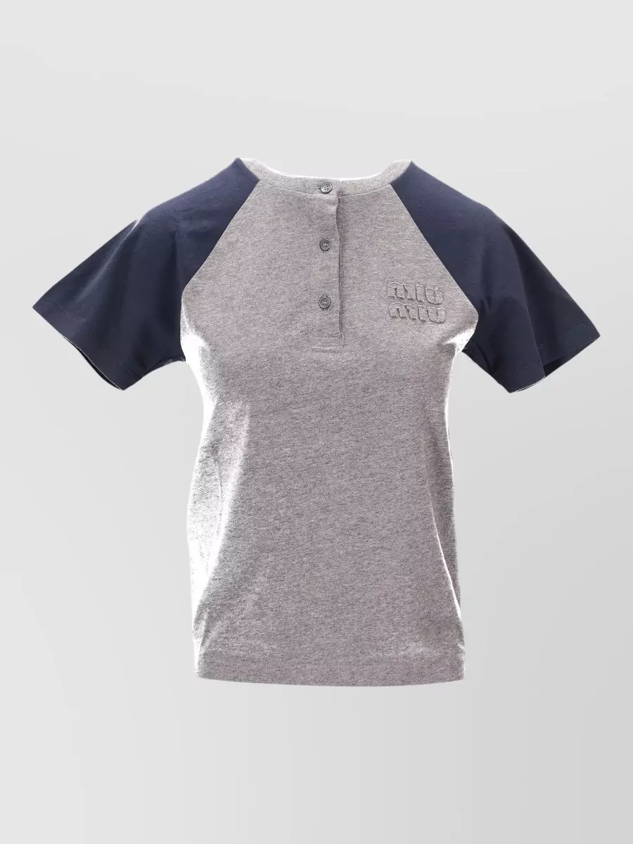Miu Miu Jersey Top Raglan Sleeves Color Block
