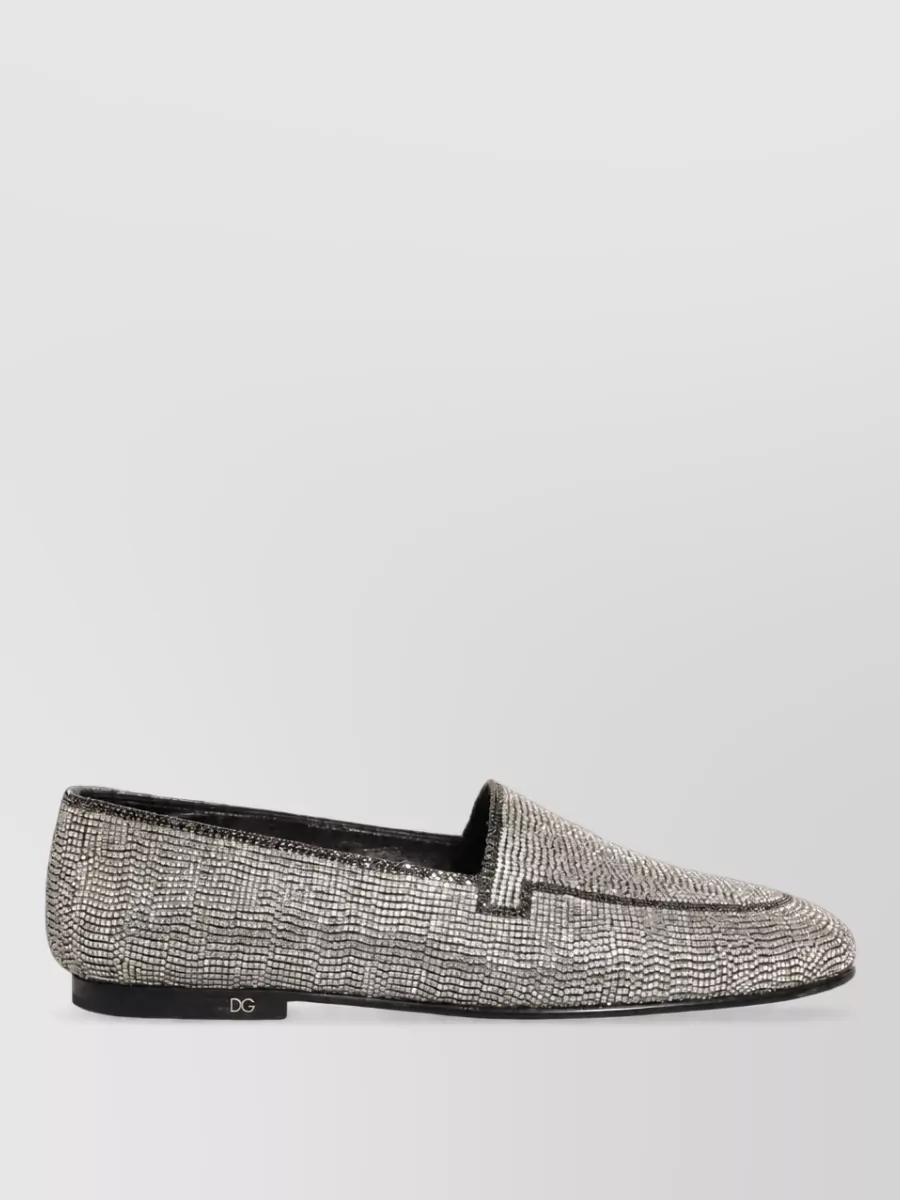 Dolce&Gabbana Leather Crystal Embellished Slippers