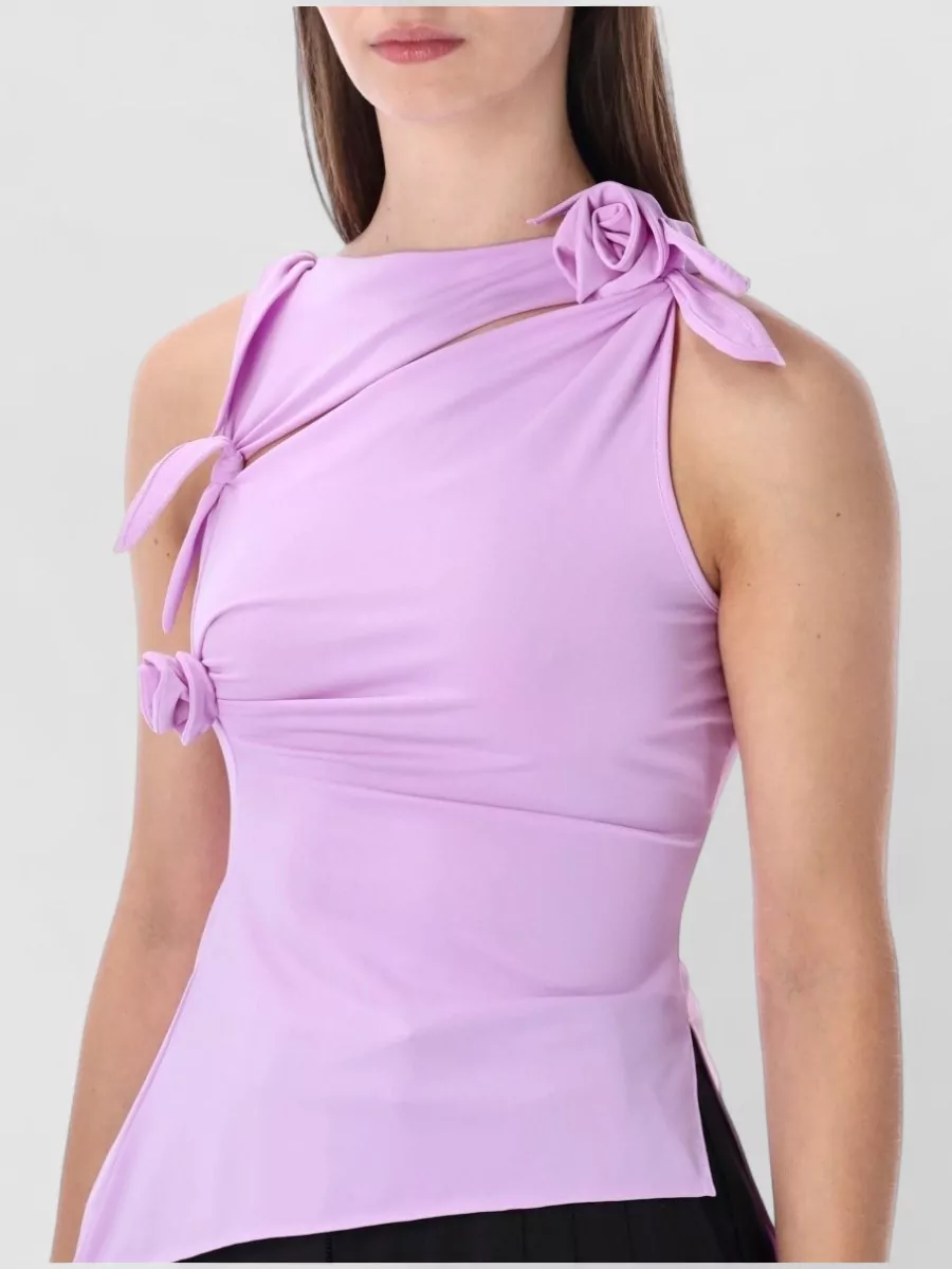 Coperni Floral Asymmetric Bow Sleeveless Top