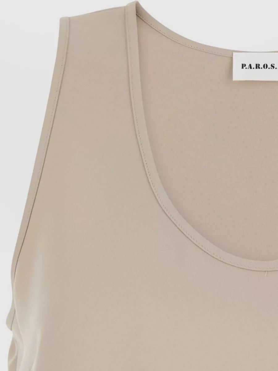 Parosh Scoop Neck Sleeveless Silk Blend Top