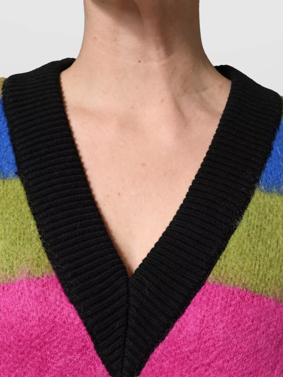 Dolce&Gabbana Cashmere Multicolor Striped V-Neck Jumper
