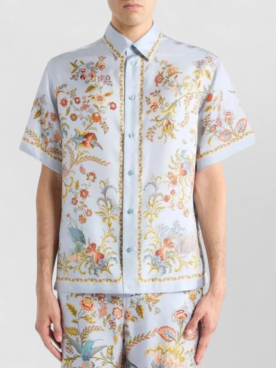 Etro Silk Oversized Short-Sleeve Printed Shirt