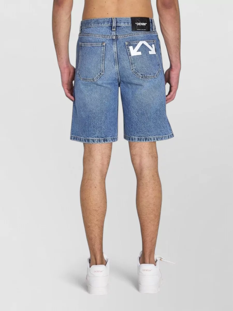 Off-White Half Arrows Denim Shorts Mid Rise