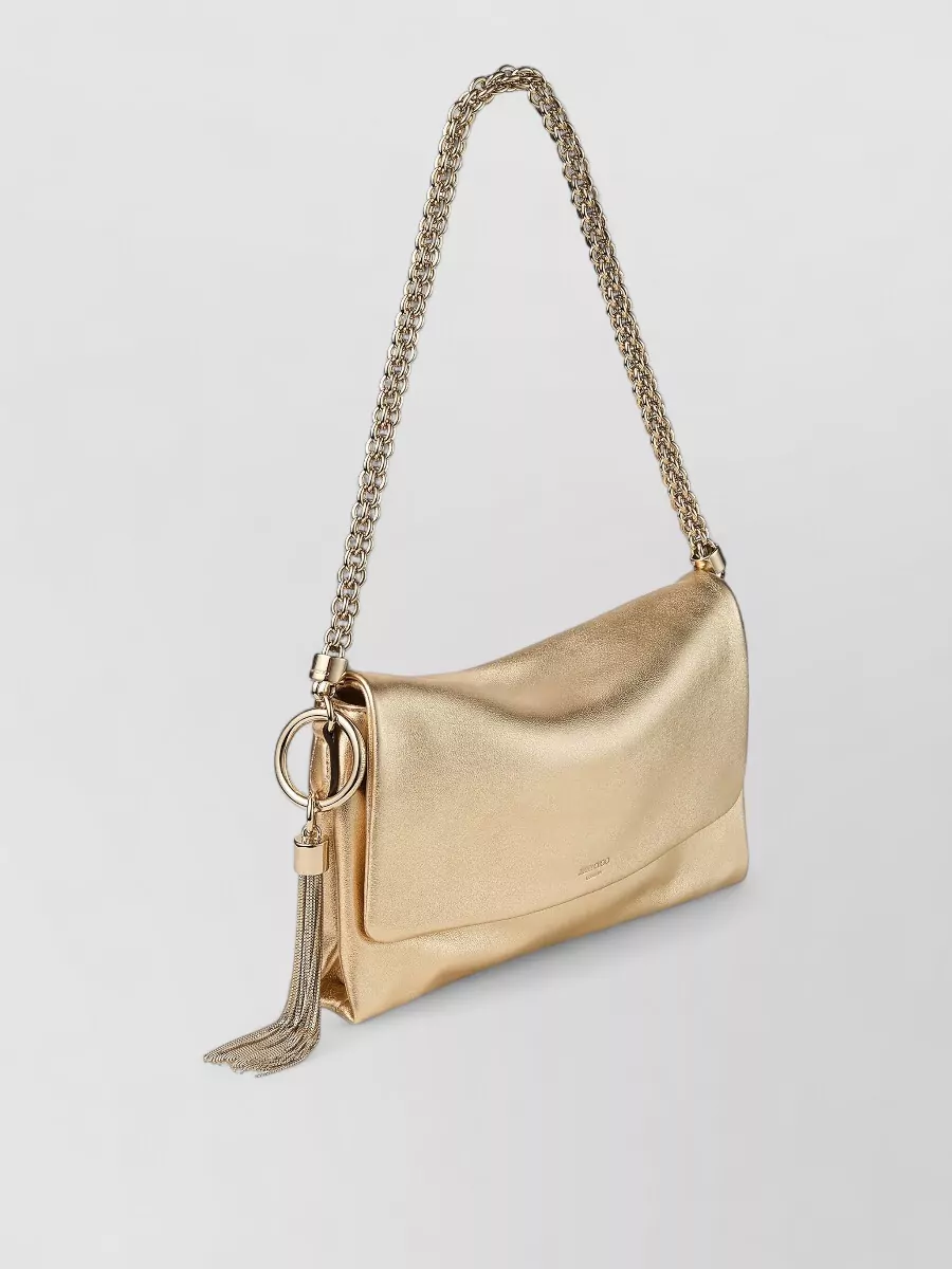 Jimmy Choo Callie Metallic Shoulder Bag Tassel Chain