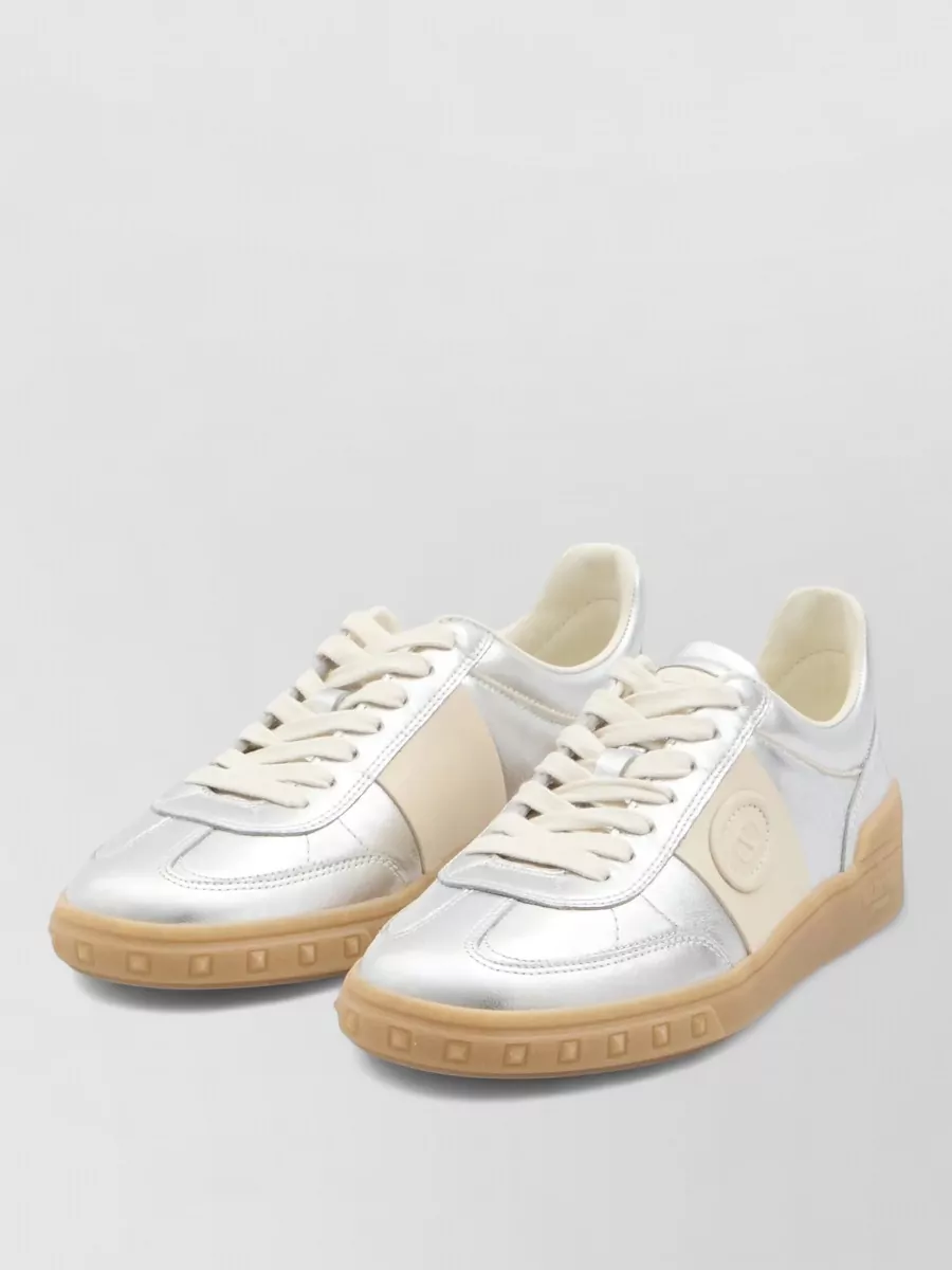 Valentino Low Top Sneakers Metallic Finish Rubber Sole