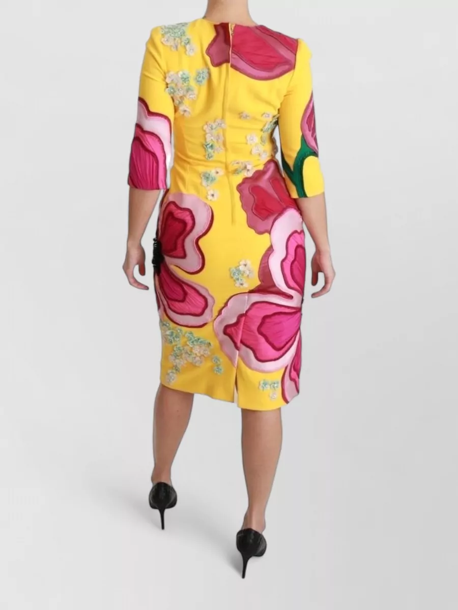 Dolce&Gabbana Silk Floral Crystal-Embellished Bodycon Knee-Length Dress