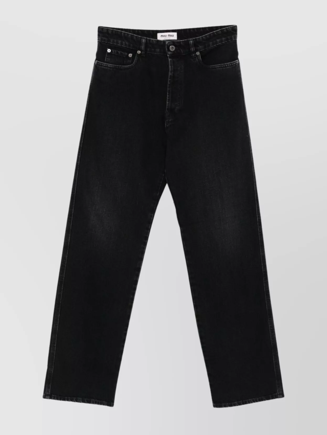 Miu Miu Straight Trousers With Back Pockets And Belt Loops In Black