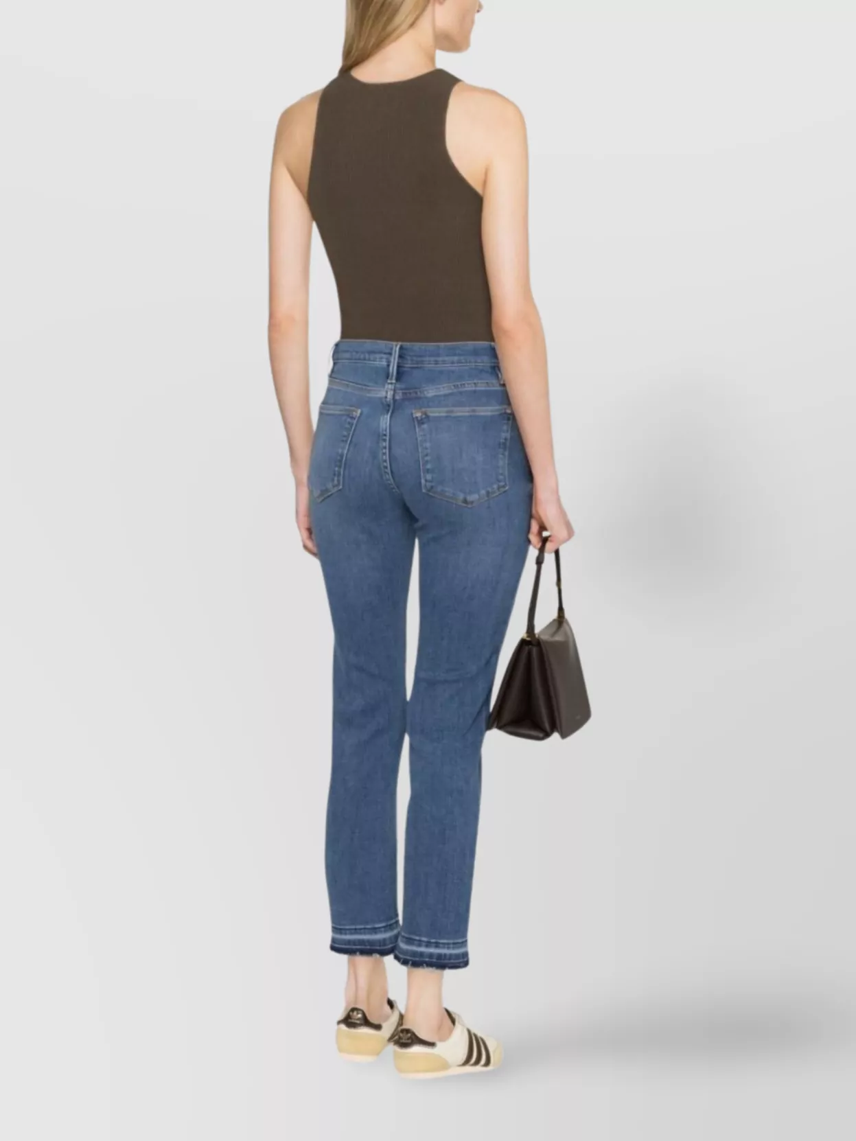 Frame Straight Hem Fray Belt Loops Contrast Stitching