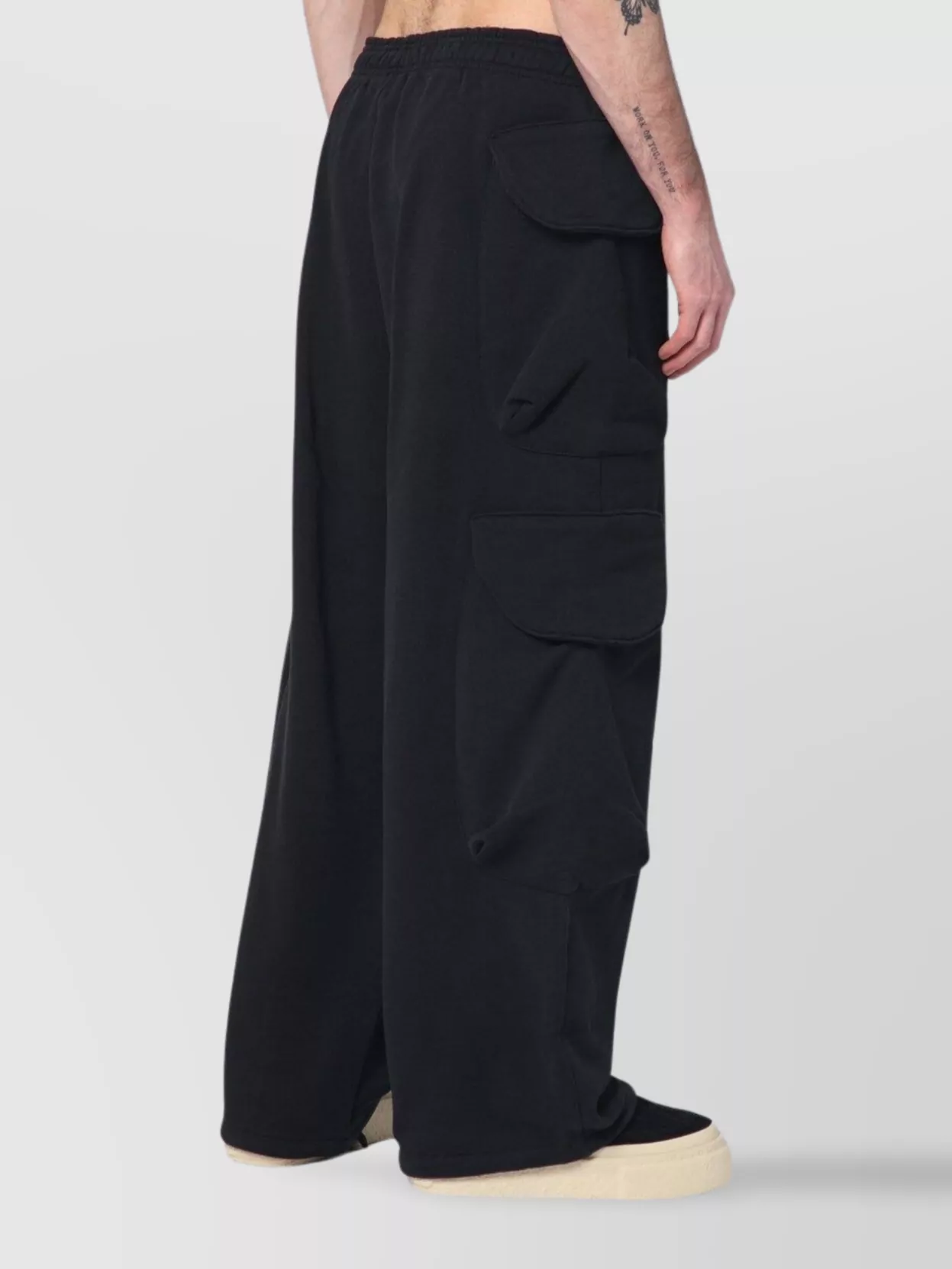 Entire Studios Cargo Trousers With Elastic Waistband And Drawstring Hem In Black
