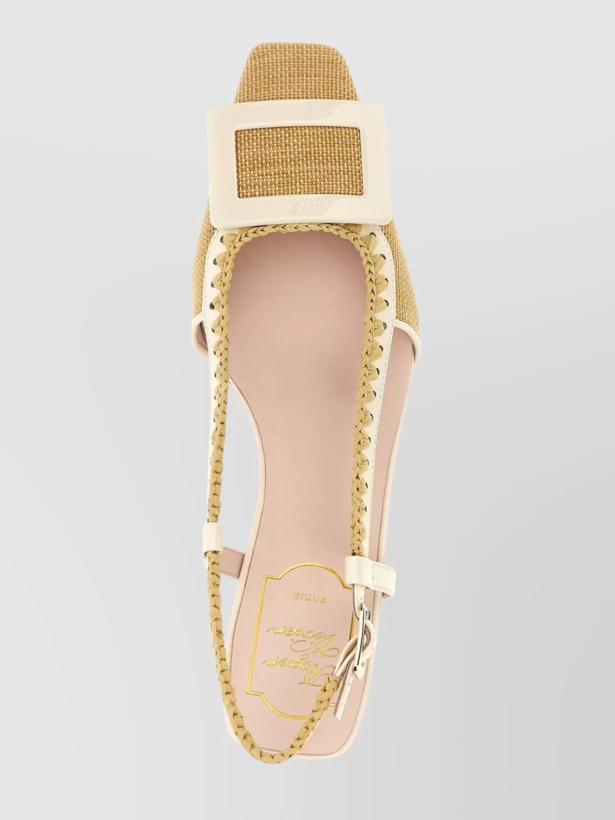 Roger Vivier Chic Slingback With Square Buckle And Woven Texture